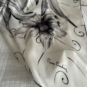 Peirre Cardin Silk scarf/ Hijab square black and white
